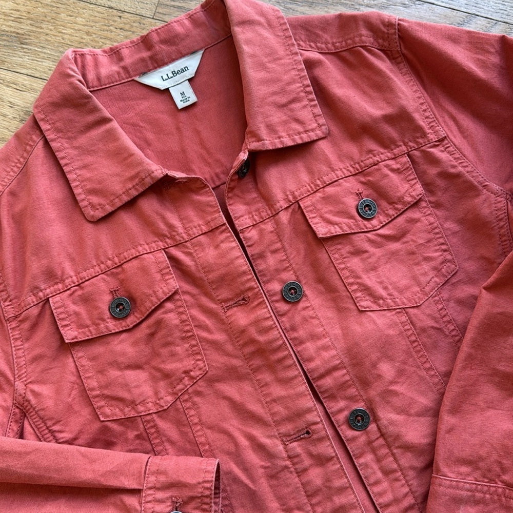 Llbean Jacket Shacket Button Front Linen Cotton S… - image 4